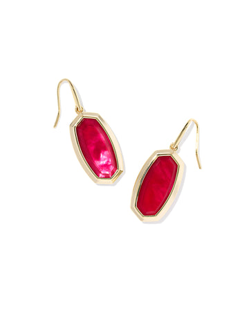 KENDRA SCOTT- Dani Gold Bezel Drop Earrings in Carmine Red Illusion